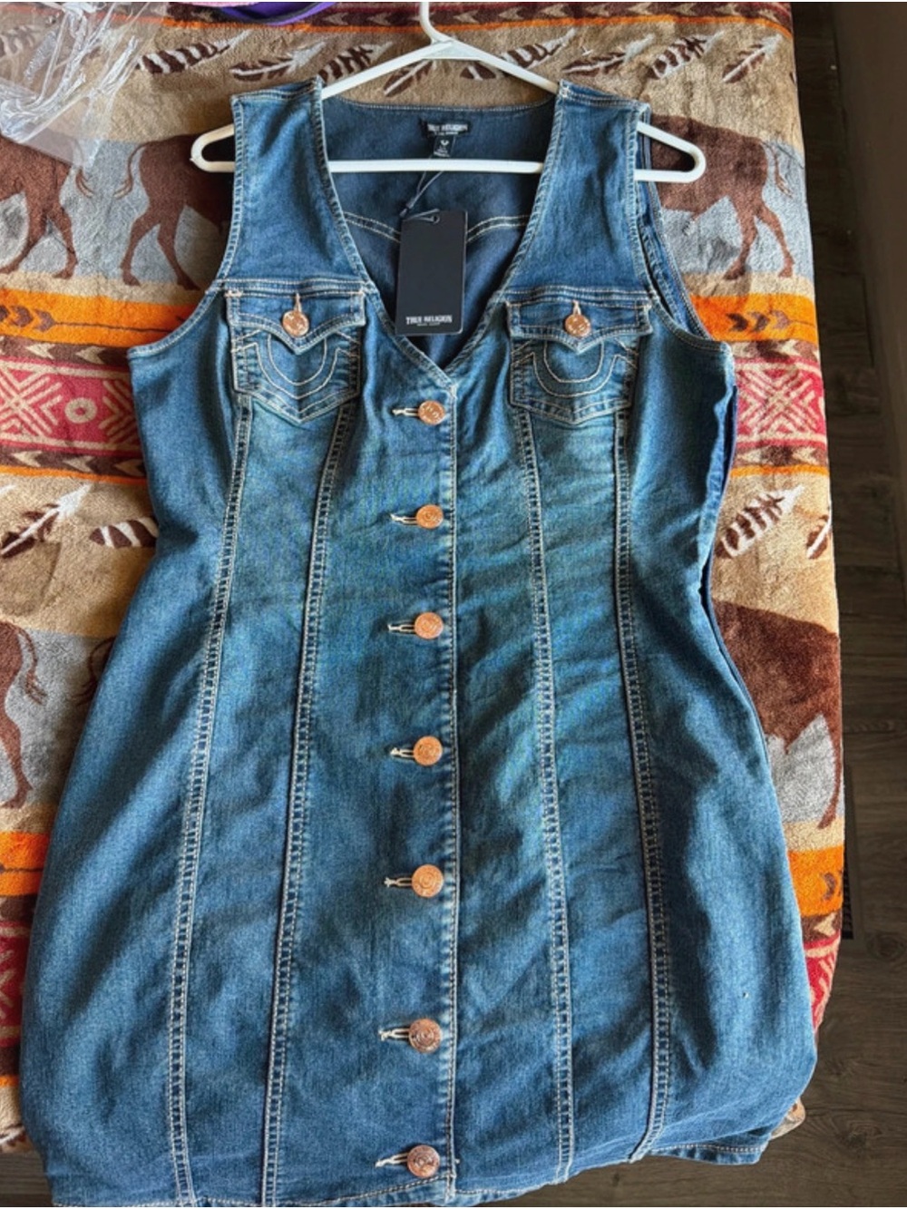 True Religion Blue Denim Button-Front Women's Jean Dress